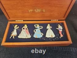 2003 DISNEY PIN CINDERELLA TRANSFORMATION SET LIMITED EDITION With WOOD BOX