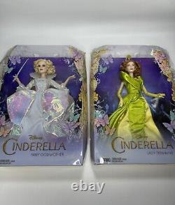 2015 Mattel Disney Cinderella Lady Tremaine Doll & Fairy Godmother Dolls NEW