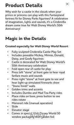 2021 Disney Parks 50th Anniversary Cinderella Castle Play set 23 Light Up New
