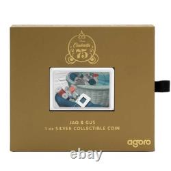 2025 Disney Cinderella 75th Jaq & Gus 1 oz Silver Coin By Agoro Mintage o