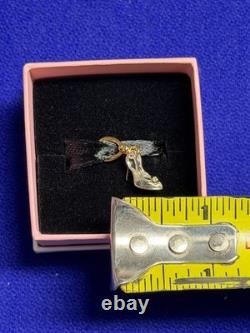 2026 Disney Pandora Cinderella Glass Slipper Charm Gold plated WithLab Diamond NEW