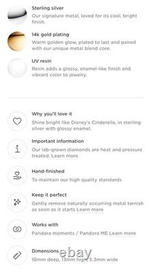 2026 Disney Pandora Cinderella Glass Slipper Charm Gold plated WithLab Diamond NEW