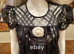 $3,285 NEW CHANEL 2007 Lace Bow camellia Pin Blouse Dress Top 34 36 38 2 4 6 S M