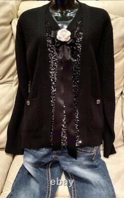 $3,800 NWT CHANEL 14a Twin Set Sequin GIFT BAG Jacket Cardigan 34 36 38 40 Top S