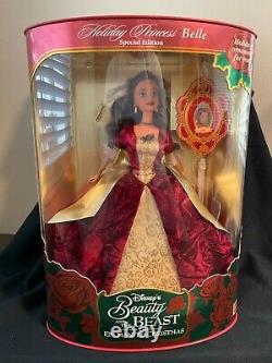 3 PIECE Mattel Disney Snow White Cinderella Belle Holiday Princess MINT Rare