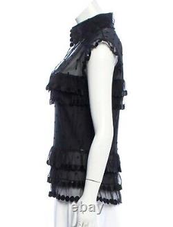 $3600 CHANEL Vintage 2004 Crochet Lace Black Blouse 34 36 38 2 4 6 Top Shirt S M
