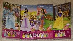 4 Disney Princesses Sparkle Jasmine/Snow White, Glitter Cinderella, Blossom Mulan