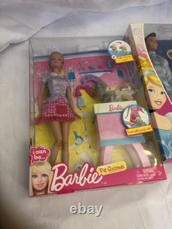 4 NIB Barbie & Disney Princess Doll Lot Groomer, Cinderella Wedding, Mermaid