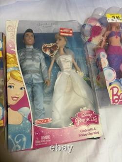 4 NIB Barbie & Disney Princess Doll Lot Groomer, Cinderella Wedding, Mermaid