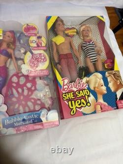 4 NIB Barbie & Disney Princess Doll Lot Groomer, Cinderella Wedding, Mermaid