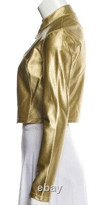 $4500 CHANEL Kylie Style VINTAGE Logo Jacket 36 38 40 4 6 8 Coat Metallic Gold M