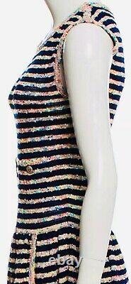 $4651 CHANEL 2014 Knit Black Tweed 14a DRESS Top Cardigan Sweater 36 38 40 4 6 8