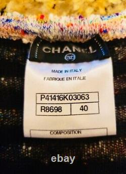 $4651 CHANEL 2014 Knit Black Tweed 14a DRESS Top Cardigan Sweater 36 38 40 4 6 8