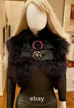 $6,500 Dolce & Gabbana Real Fur Coat Jacket Top Jewel Pin 40 42 44 4 6 8 S M L