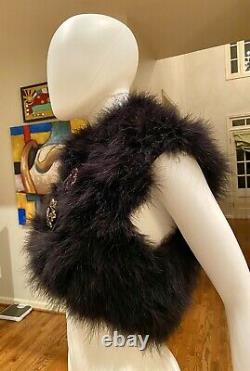 $6,500 Dolce & Gabbana Real Fur Coat Jacket Top Jewel Pin 40 42 44 4 6 8 S M L