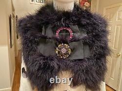 $6,500 Dolce & Gabbana Real Fur Coat Jacket Top Jewel Pin 40 42 44 4 6 8 S M L