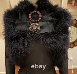 $6,500 Dolce & Gabbana Real Fur Coat Jacket Top Jewel Pin 40 42 44 4 6 8 S M L