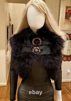 $6,500 Dolce & Gabbana Real Fur Coat Jacket Top Jewel Pin 40 42 44 4 6 8 S M L