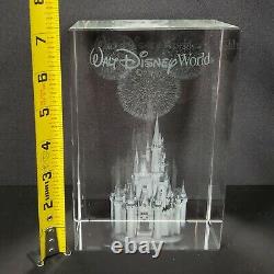 7 Tall Disney Parks Arribas Brothers Crystal Glass Laser Cube Cinderella Castle