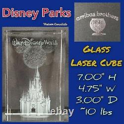 7 Tall Disney Parks Arribas Brothers Crystal Glass Laser Cube Cinderella Castle