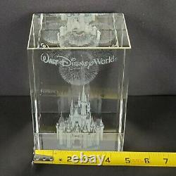 7 Tall Disney Parks Arribas Brothers Crystal Glass Laser Cube Cinderella Castle