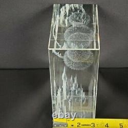 7 Tall Disney Parks Arribas Brothers Crystal Glass Laser Cube Cinderella Castle