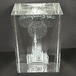 7 Tall Disney Parks Arribas Brothers Crystal Glass Laser Cube Cinderella Castle