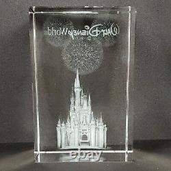 7 Tall Disney Parks Arribas Brothers Crystal Glass Laser Cube Cinderella Castle