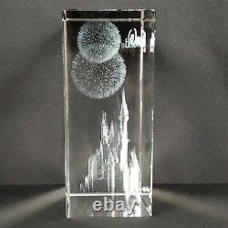 7 Tall Disney Parks Arribas Brothers Crystal Glass Laser Cube Cinderella Castle