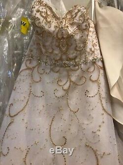Alfred Angelo Disney's Cinderella wedding dress gown style 262 ivory/gold sz 16w