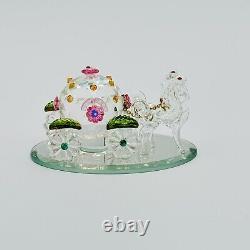 Arribas Crystal Disney Cinderella With 2 Horses Drawn Carriage Glass Platform NEW