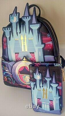 Brand New Disney Loungefly Cinderella Castle Series Mini Backpack & Wallet Set