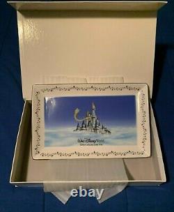 Brand New! Walt Disney Large Rectangle Plate Cinderella Castle & Tinkerbell