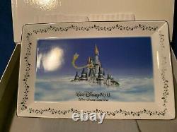 Brand New! Walt Disney Large Rectangle Plate Cinderella Castle & Tinkerbell