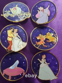 COMPLETE 6 PIN SET Disney Cinderella Clock Layered Blind Box Enamel Pin NEW