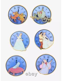 COMPLETE 6 PIN SET Disney Cinderella Clock Layered Blind Box Enamel Pin NEW