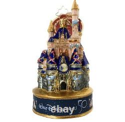 Disney 50th Anniversary Cinderella's Castle Christopher Radko Glass Ornament NEW