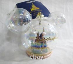 Disney 50th Anniversary Glass Globe Ornament Cinderella's Castle Fast Ship