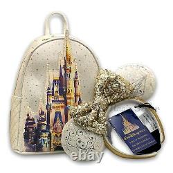 Disney 50th Anniversary Set Of Cinderella Castle Loungefly Backpack & Headbband