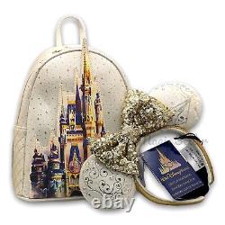 Disney 50th Anniversary Set Of Cinderella Castle Loungefly Backpack & Headbband