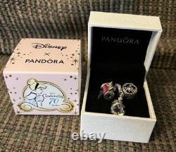Disney Cinderella 70th Anniversary 3 Charm Pandora Set Pumpkin Clock Retired