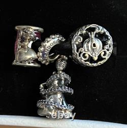 Disney Cinderella 70th Anniversary 3 Charm Pandora Set Pumpkin Clock Retired