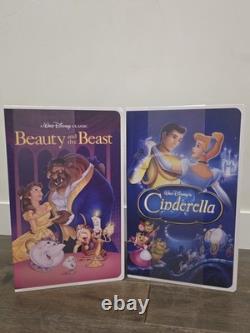 Disney Cinderella & Beauty and the Beast VHS Boxed Throw Blanket Set 50x70 NEW