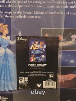 Disney Cinderella & Beauty and the Beast VHS Boxed Throw Blanket Set 50x70 NEW