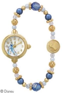 Disney Cinderella Breath Watch Alloy Case Beaded Bracelet 16cm New Box