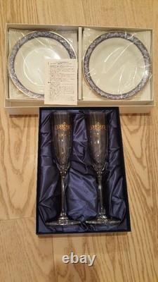 Disney Cinderella Champagne Glass & Noritake Plate Set Wedding Gift New