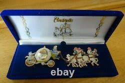 Disney Cinderella Coach Carriage and horses in velvet jewelry box 2 pin Set