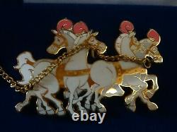 Disney Cinderella Coach Carriage and horses in velvet jewelry box 2 pin Set