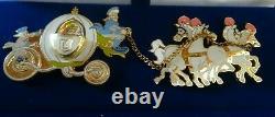 Disney Cinderella Coach Carriage and horses in velvet jewelry box 2 pin Set