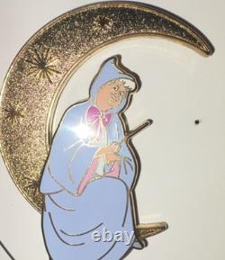 Disney Cinderella Fairy Godmother Glitter Crescent Moon Gold Tone Pin